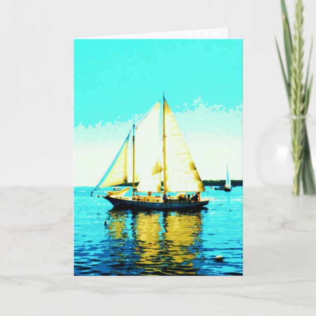 Cartão sailing schooner greeting card (Frente)