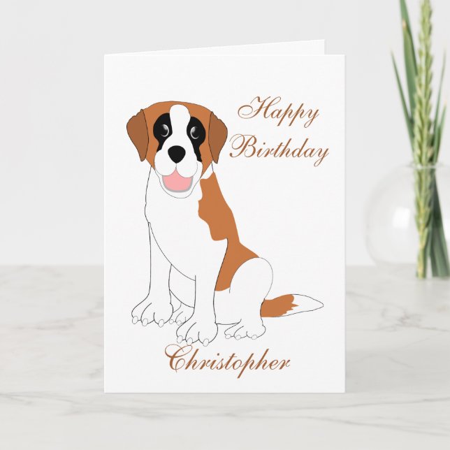 Cartão Saint Bernard Dog Birthday (Frente)