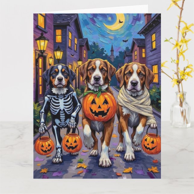Cartão Saint Bernard Dogs in Halloween Costumes (Flor Amarela)