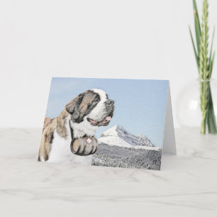 Cartão Saint Bernard Painting - Cute Original Dog Art