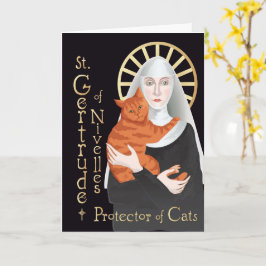 Cartão Saint Gertrude of Nivelles, Protector of Cats