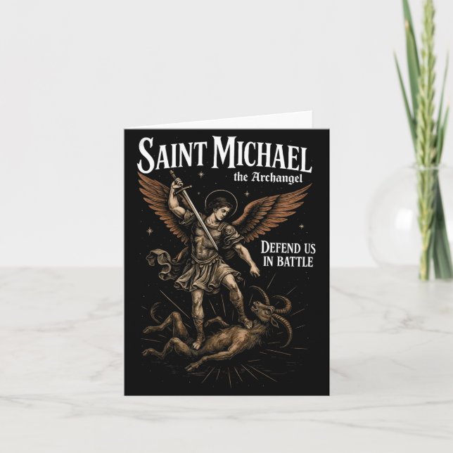 Cartão Saint Michael Defend Us In Battle Archangel Christ (Frente)