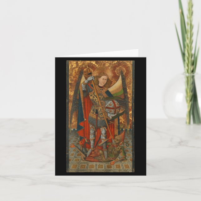 Cartão Saint Michael The Archangel Defeating Satan Christ (Frente)