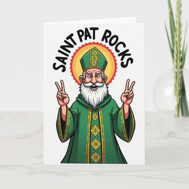 Cartão Saint Pat Rocks Modern Card (Frente)