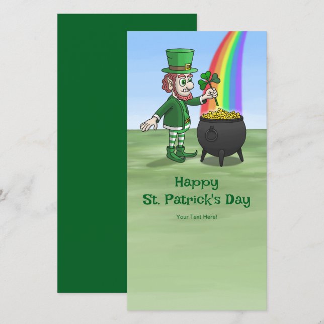 Cartão Saint Patrick's Day Leprechaun (Frente/Verso)