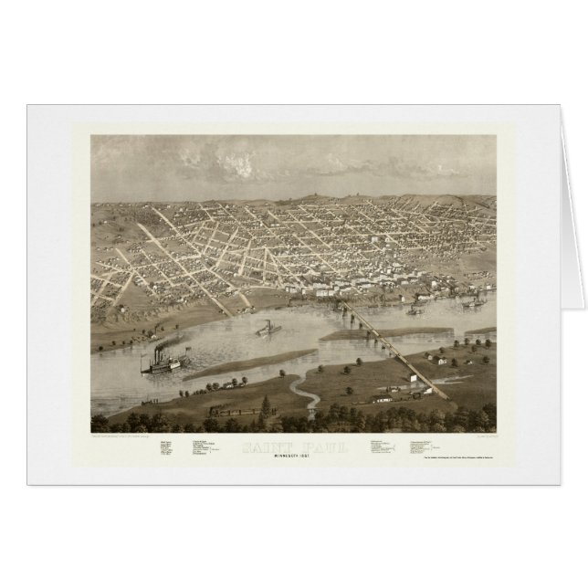 Cartão Saint Paul, mapa panorâmico do manganês - 1867 (Frente Horizontal)