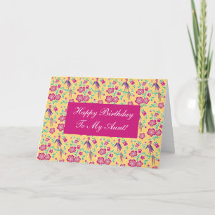 Cartão Sakura Floral Batik Happy Birthday Aunt Card