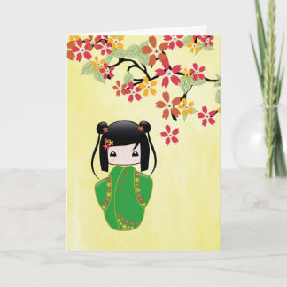 Cartão Sakura Kokeshi Doll, Greeting Card