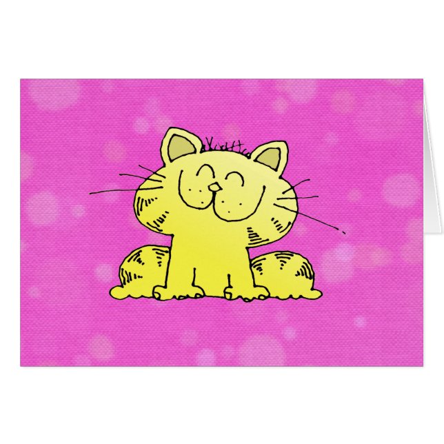 Cartão Sala bonito do rosa do gatinho (Frente Horizontal)