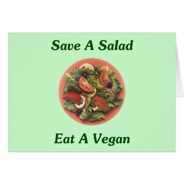 Cartão Salada, Coma Um Vegan (Frente horizontal)