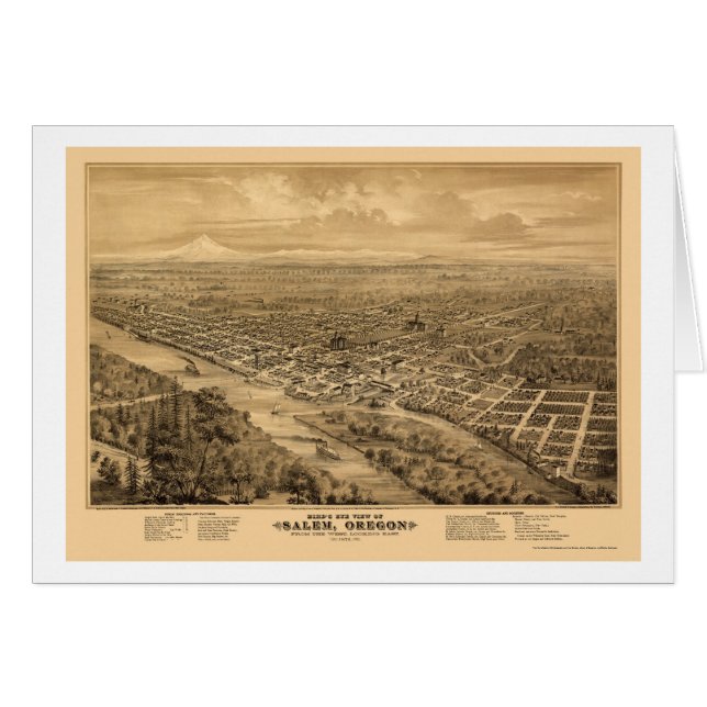 Cartão Salem, OU mapa panorâmico - 1876 (Frente Horizontal)