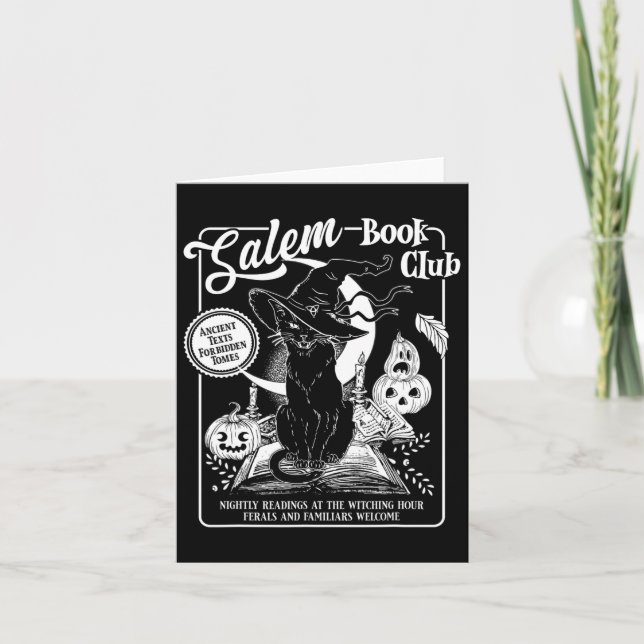 Cartão Salem Witch Book Club Bookish Retro Halloween Blac (Frente)