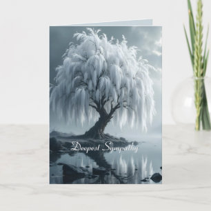 Cartão Salgueiro chorão junto a um lago, preto e branco
