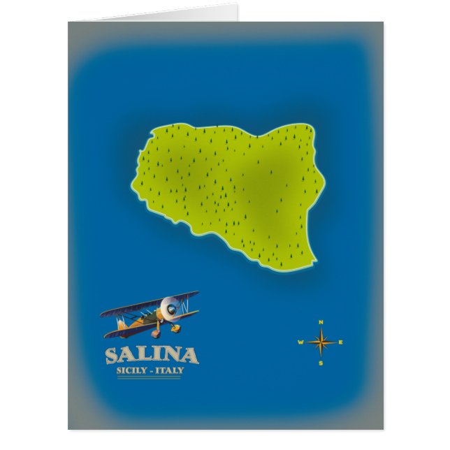 Cartão Salina, Sicília mapa poster de viagem mapa (Frente)