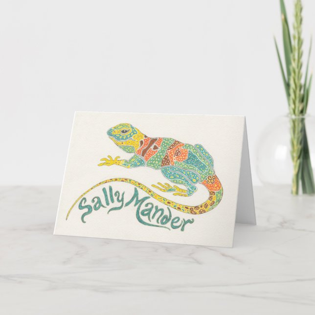 Cartão Sally Mander the Lizard Notecard (Frente)