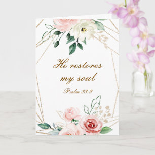 Cartão Salm 23:3 Ele Restaura minha Bíblia de Alma Verso 