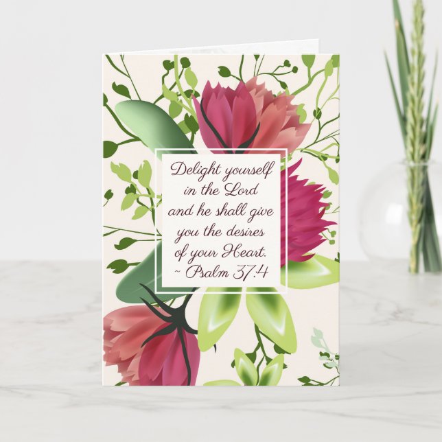 Cartão Salm 37:4 Se Delicie no Lorde Clover (Frente)
