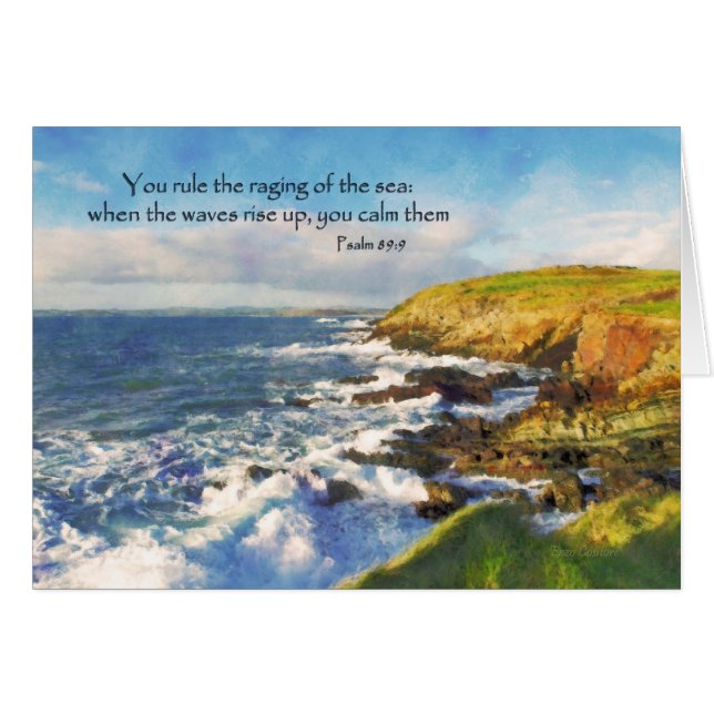 Cartão Salm 89:9 Cliffs at Galley Head, Cork Ireland (Frente Horizontal)