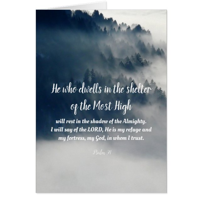 Cartão Salm 91 all text dentro, montanhas (Frente)