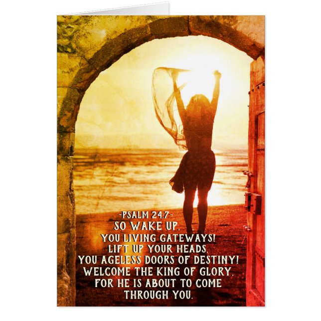 Cartão Salmo 24:7-9 Rei da Glória, Bíblia Verso (Frente)