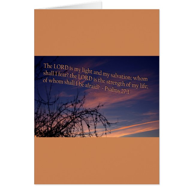 Cartão Salmo 27:1 no amanhecer (Frente)