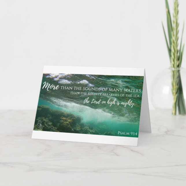 Cartão Salmo 93:4 da placa de águas antigas (Frente)