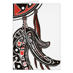 Cartão salmões, corvo