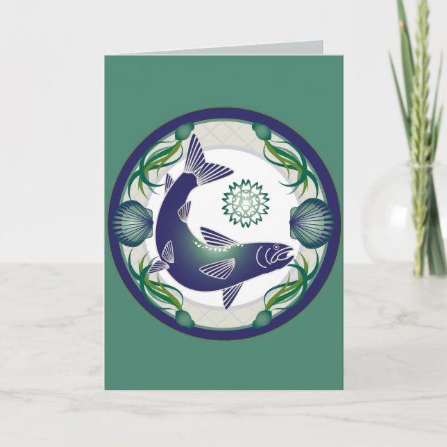 Cartão Salmon greeting card (Frente)