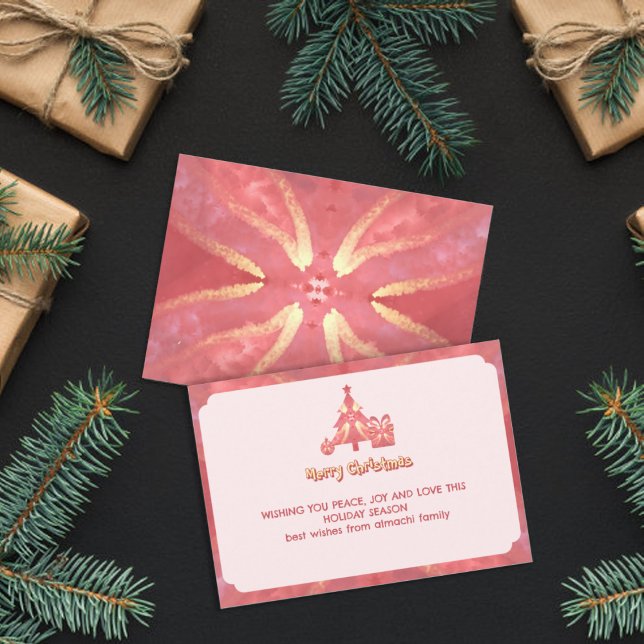 Cartão salmon winter christmas wish sunburtst mandala (Criador carregado)