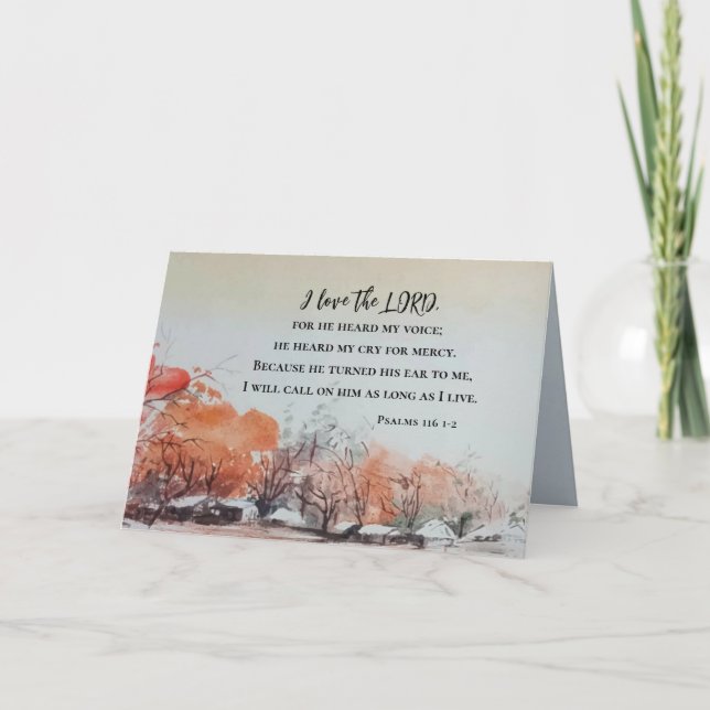 Cartão Salmos 116 1-2 Adoro a Bíblia LORD Verse (Frente)