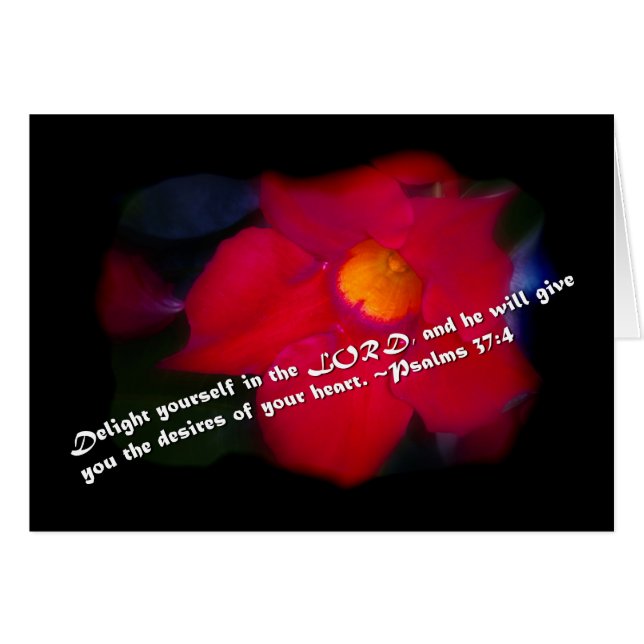 Cartão Salmos 37:4 em preto (Frente Horizontal)