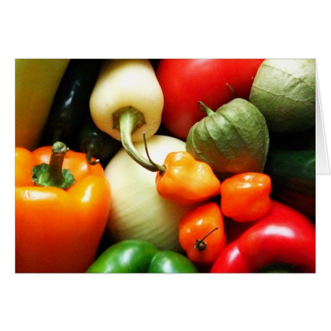 Cartão Salsa Vegetais, Tomate, Pimentos, Cebola (Frente Horizontal)