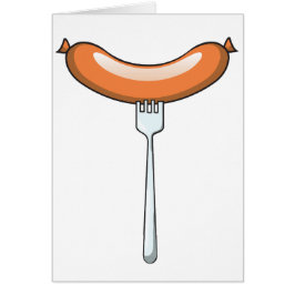 Cartão Salsicha em uma forquilha