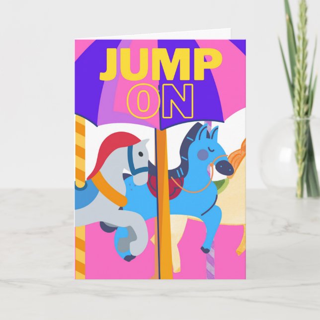Cartão Saltar em uma corrida e celebrar (Frente)