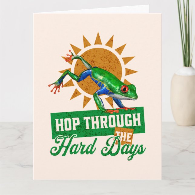 Cartão Salto através do Sapo da árvore amazônica nos Duro (Frente)