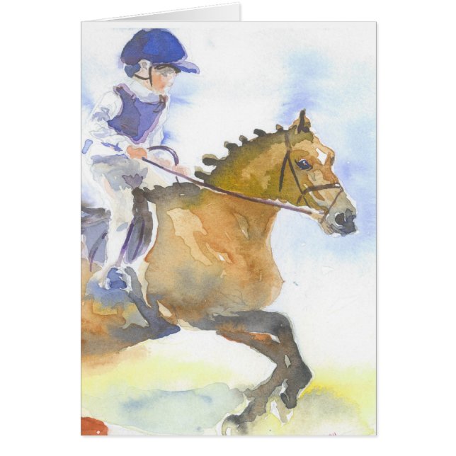 Cartão Salto da criança e do pônei (Frente)
