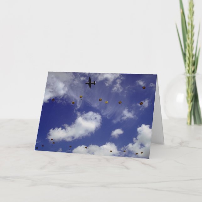 Cartão Salto de paraquedas de Dakotas, divisões aéreas, A (Frente)