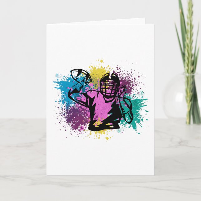 Cartão Saltos de Cor Grungy de Futebol Americano (Frente)