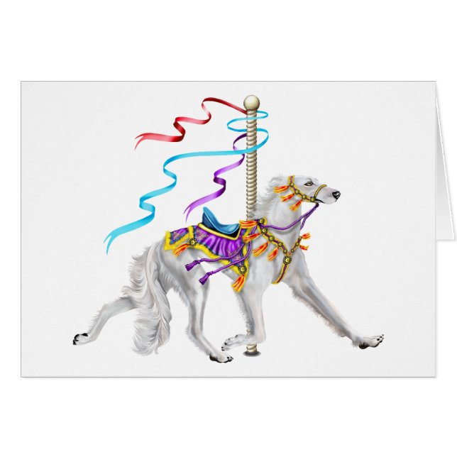 Cartão Saluki Carousel White (Frente Horizontal)