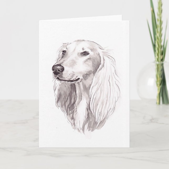 Cartão Saluki Dog Art Greeting Card (Frente)