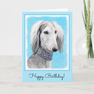 Cartão Saluki (Silver) Painting - Cute Original Dog Art
