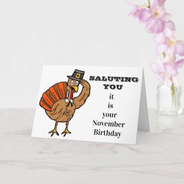 CARTÃO *SALUTING TURKEY* HAPPY IT IS "YOUR BIRTHDAY" CARD (Orquídea)