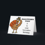 CARTÃO *SALUTING TURKEY* HAPPY IT IS "YOUR BIRTHDAY" CARD<br><div class="desc">**SALUTING TURKEY** FOR THE FRIEND OR FAMILY MEMBER CELEBRATING A ***BIRTHDAY***!!! HOW ABOUT AN "AUTUMN BIRTHDAY" AND DON'T FOR GET THE ONES AROUND "THANKSGIVING" OR ON THAT DAY!!!!</div>