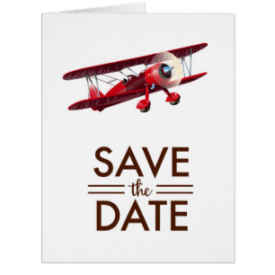 Cartão Salvar o bi-plano Data Vintage