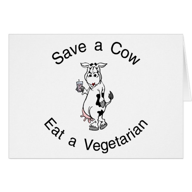 Cartão Salvar uma vaca comem um vegetariano (Frente Horizontal)