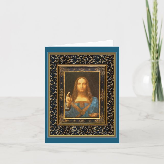 Cartão Salvator Mundi por Leonardo da Vinci (Frente)