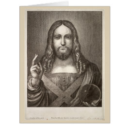 Cartão Salvator Mundi por Wenceslaus Hollar após Leonardo