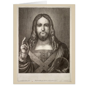 Cartão Salvator Mundi por Wenceslaus Hollar após Leonardo