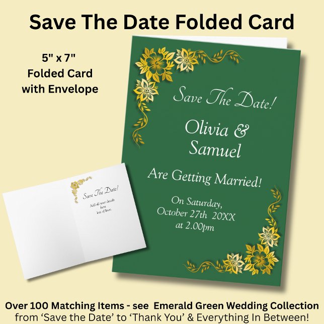 Cartão Salve a Data - Esmeralda Verde & Dourado (Criador carregado)