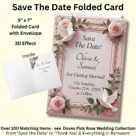 Cartão Salve a Data - Rosas Cor-de-Rosa e Casamento de Po